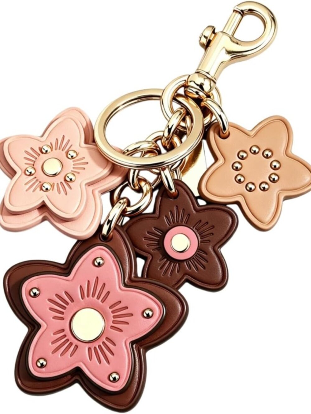 Chic Leather Flower Keychain Charm for Handbags & Purses - Stylish Accessory 57g